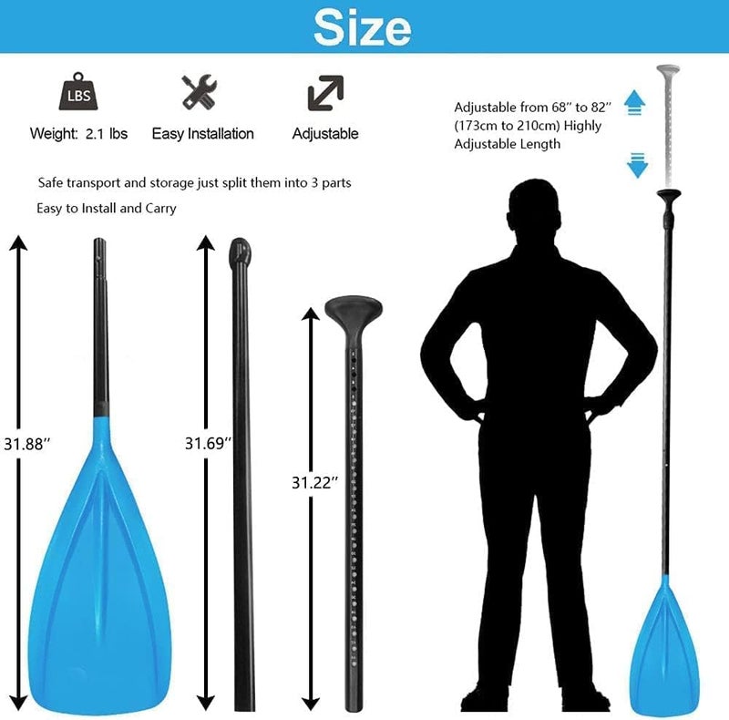 LBW 3 Piece SUP Paddle Board Paddle Floating Portable Paddleboard Accessories Adjustable Double Holes Lock Sturdy & Ergonomic for Surfing Beginner - Image 3
